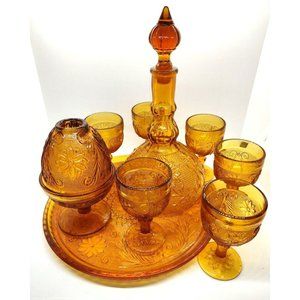 Rare Collection Vintage Tiara Indiana Glass Amber includes Fairy lamp